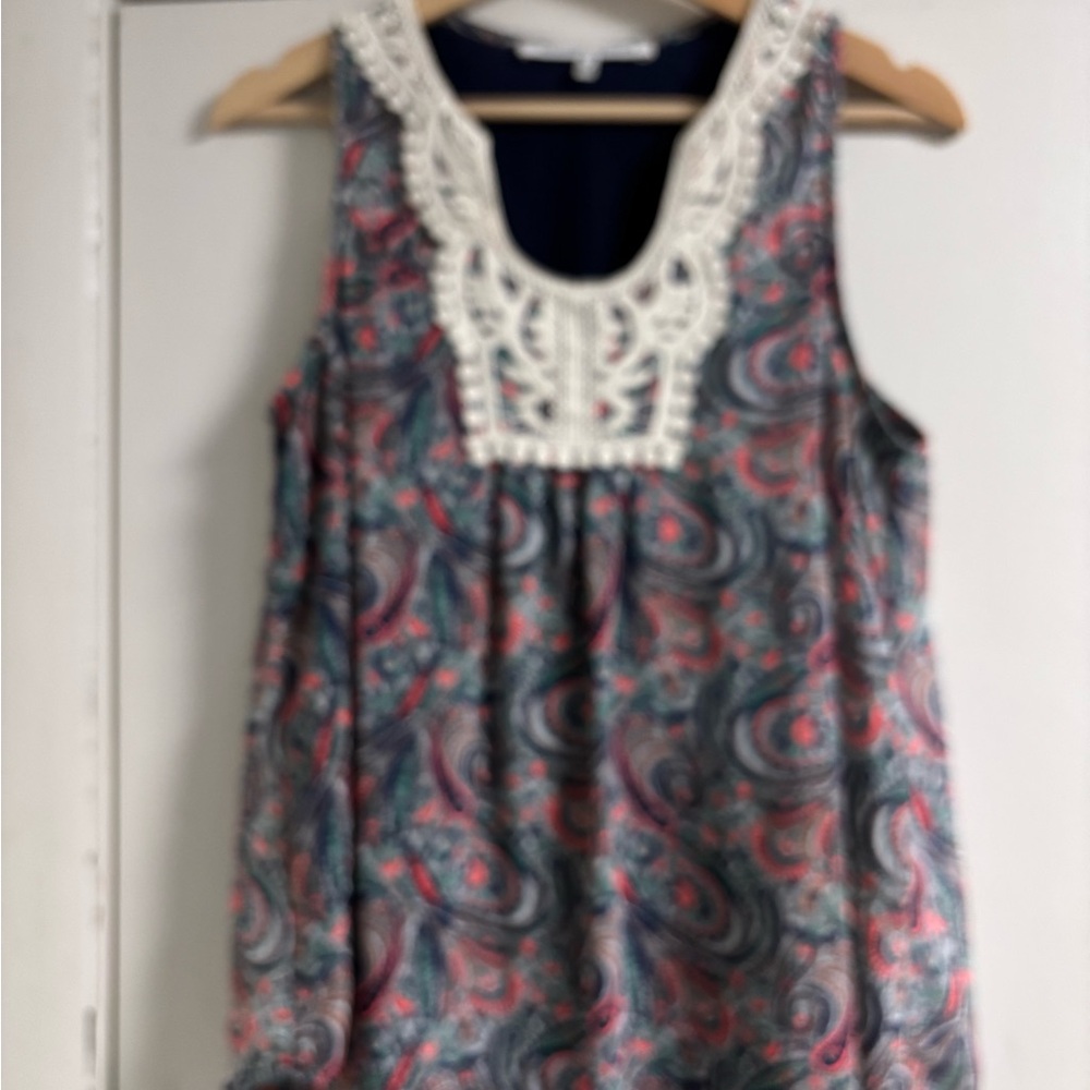 Collective Concepts Multicolor Paisley Blouse with Lace
